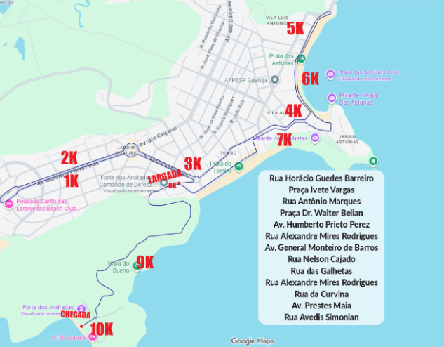 Mapa do Percurso da Corrida